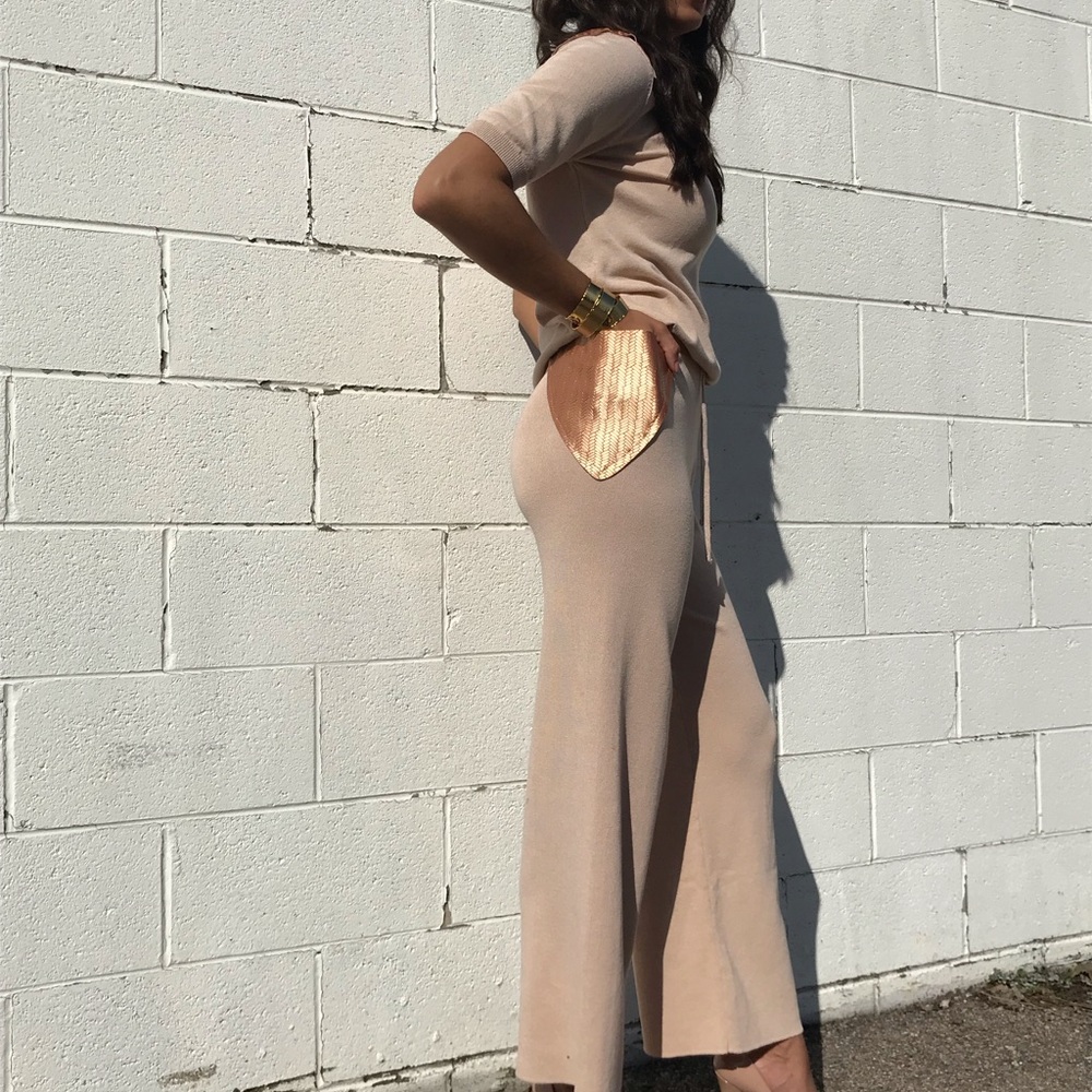2 piece Lounge Set top pant Size SM Leather Detail - Picture 8 of 11